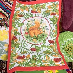 70s Squirrel Screenprint Linen